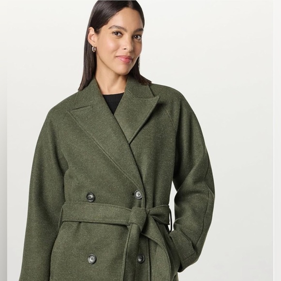 The Drop | Women’s Heather Olive Green Double Breasted Long Overcoat M NWT - Picture 2 of 7